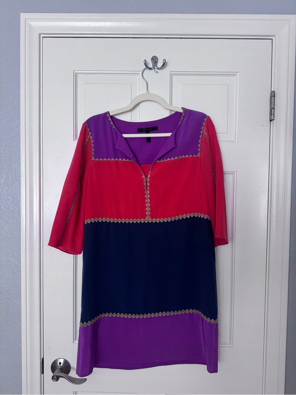 BCBGMaxAzria Pink, Purple & Navy Colorblock Tunic